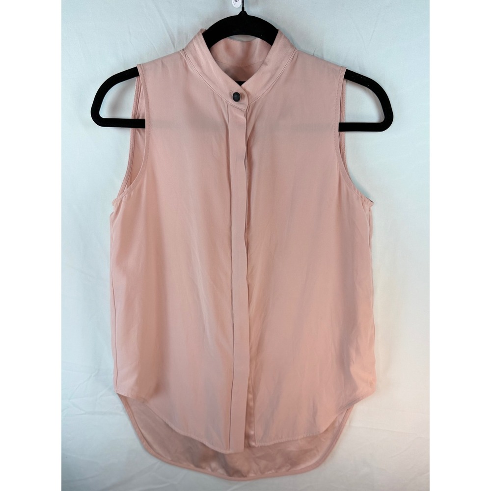 Rag & Bone Pink 100% Silk Sleeveless Mandarin Collar Blouse XS Blush‎ Top
